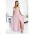 411-6 CRYSTAL long shimmering dress with a neckline - dirty pink