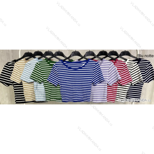 Top Croptop Short Sleeve Women's Stripe (S/M ONE SIZE) ITALIAN FASHION IMPLP2312220045