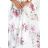434-6 LISA Pleated midi dress with a neckline and frills - spring flowers on a white background