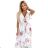 434-6 LISA Pleated midi dress with a neckline and frills - spring flowers on a white background
