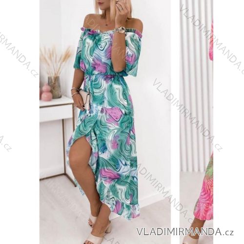 Women's Long Chiffon Short Sleeve Dress (S/M ONE SIZE) ITALIAN FASHION IMWGS231048