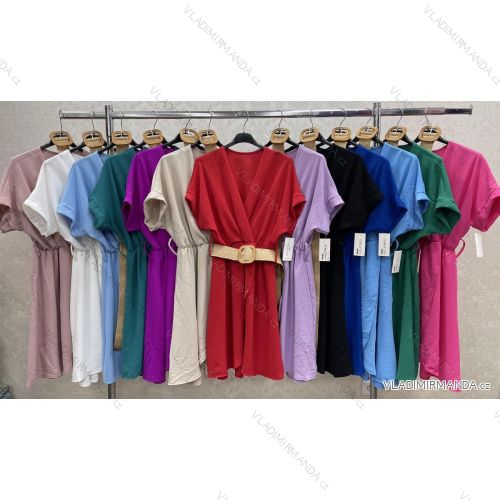 Women's Short Sleeve Belted Dress (S/M ONE SIZE) ITALIAN FASHION IMWGK231322