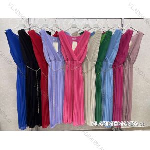 Women's Elegant Pleated Sleeveless Dress (S/M ONE SIZE) ITALIAN FASHION IMWGK231325