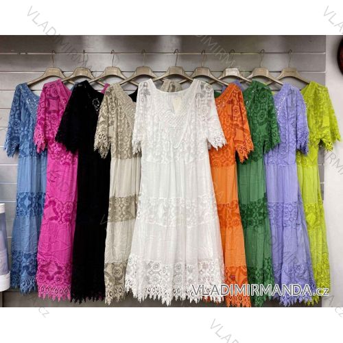 Women's Long Chiffon Short Sleeve Dress (S/M ONE SIZE) ITALIAN FASHION IMWGS231048