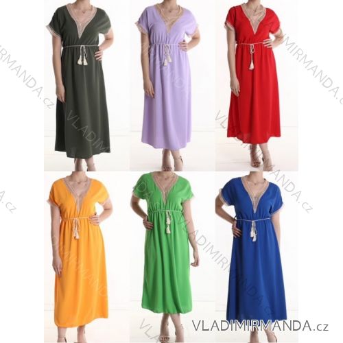Women's Long Summer Short Sleeve Dress (S/M ONE SIZE) ITALIAN FASHION IMWGM231344