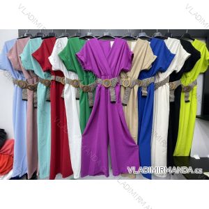 Women's Long Belted Short Sleeve Jumpsuit (S/M ONE SIZE) ITALIAN FASHION IMWC231353
