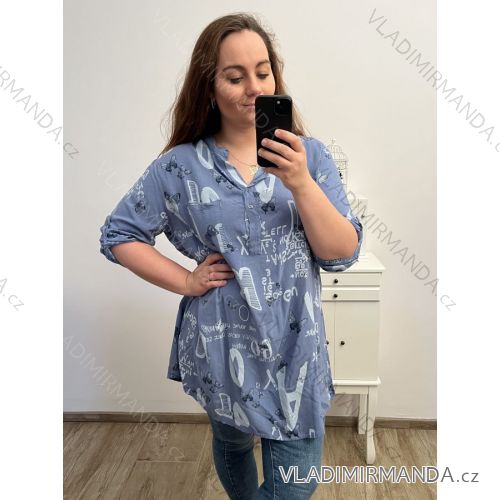 Women's Plus Size Long Sleeve Tunic Shirt (3XL/4XL ONE SIZE) ITALIAN FASHION IM423106