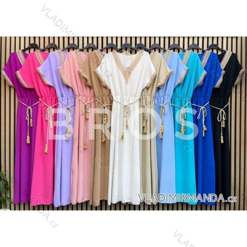 Women's Long Summer Short Sleeve Dress (S/M ONE SIZE) ITALIAN FASHION IMWBR231484
