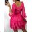 Šaty letní 3/4 dlouhý rukáv dámské (S/M ONE SIZE) ITALSKÁ MÓDA IMW230931 S/M dark pink