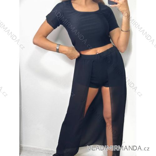 Women's Short Sleeve Crop Top T-Shirt (S/M ONE SIZE) ITALIAN FASHION IMPGM2321250