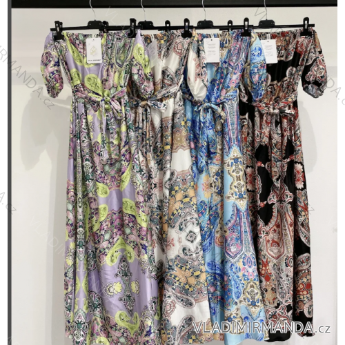 Women's Long Chiffon Short Sleeve Dress (S/M ONE SIZE) ITALIAN FASHION IMWGS231048