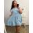 Women's Casual Cotton Short Sleeve Dress (S/M/L ONE SIZE) ITALIAN FASHION IMC23153 XL/2XL Light blue
