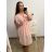 Women's Long Chiffon Short Sleeve Dress (S/M ONE SIZE) ITALIAN FASHION IMWGS231048