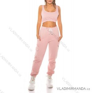 Women's Crop Top and Long Sweatpants Set (S/M ONE SIZE) ITALIAN FASHION IMM23M9545