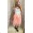 Skirt to the knees ladies t-shirt with a free size AFASHION AF18059 peach M / L