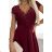 381-5 LINDA - chiffon dress with lace neckline - Burgundy color