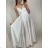 Women's long summer satin strapless dress (S/M ONE SIZE) ITALIAN FASHION IMM22360 white