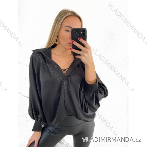 Women's long sleeve shirt (uni s-m) ITALIAN FASHION IM920103 M / L black