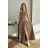 Women's Plus Size (42-46) Long Elegant Party Sleeveless Dress POLISH FASHION PMLBC23265-10 Brown 34