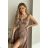 Women's Plus Size (42-46) Long Elegant Party Sleeveless Dress POLISH FASHION PMLBC23265-10 Brown 34