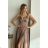Women's Plus Size (42-46) Long Elegant Party Sleeveless Dress POLISH FASHION PMLBC23265-10 Brown 34