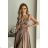 Women's Plus Size (42-46) Long Elegant Party Sleeveless Dress POLISH FASHION PMLBC23265-10 Brown 34