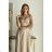 Women's Plus Size (42-46) Long Elegant Party Sleeveless Dress POLISH FASHION PMLBC23265-10 béžová 40
