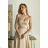 Women's Plus Size (42-46) Long Elegant Party Sleeveless Dress POLISH FASHION PMLBC23265-10 béžová 40