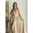 Women's Plus Size (42-46) Long Elegant Party Sleeveless Dress POLISH FASHION PMLBC23265-10 béžová 40