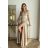Women's Plus Size (42-46) Long Elegant Party Sleeveless Dress POLISH FASHION PMLBC23265-10 béžová 40