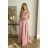 Women's Plus Size (42-46) Long Elegant Party Sleeveless Dress POLISH FASHION PMLBC23265-10 pink 34