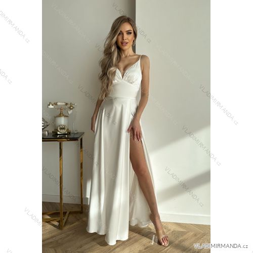 Women's Plus Size (42-46) Long Elegant Party Sleeveless Dress POLISH FASHION PMLBC23265-10 white 36