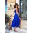 Women's Plus Size (42-46) Long Elegant Party Sleeveless Dress POLISH FASHION PMLBC23265-10 Royal blue 36