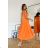 Women's Plus Size (42-46) Long Elegant Party Sleeveless Dress POLISH FASHION PMLBC23265-10 oranžová 36