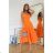 Women's Plus Size (42-46) Long Elegant Party Sleeveless Dress POLISH FASHION PMLBC23265-10 oranžová 36