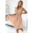 374-5 POLINA Pleated dress with a neckline and frills - beige