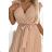 374-5 POLINA Pleated dress with a neckline and frills - beige