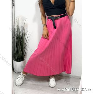 Women's Belted Pleated Long Skirt (S/M ONE SIZE) ITALIAN FASHION IMM23U6295