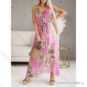 Women's Long Summer Chiffon Strapless Dress (S/M ONE SIZE) ITALIAN FASHION IMD23401