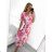 Women's Long Pleated Chiffon Belt Short Sleeve Dress (S/M ONE SIZE) ITALIAN FASHION IM42311331