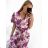 Women's Long Pleated Chiffon Belt Short Sleeve Dress (S/M ONE SIZE) ITALIAN FASHION IM42311331