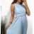 Women's Elegant Belted Pleated Party Dress Sleeveless (S/M ONE SIZE) ITALIAN FASHION IMPSH2310594A