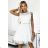454-1 GRETA dress with lace and gold belt - white