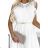 454-1 GRETA dress with lace and gold belt - white