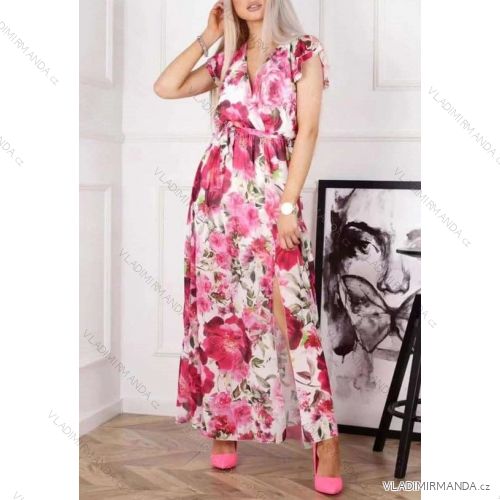 Women's Long Elegant Short Sleeve Dress (S / M ONE SIZE) ITALIAN FASHION IMWE222045