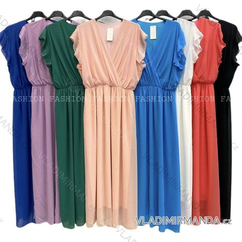 Women's Long Chiffon Short Sleeve Dress (S/M ONE SIZE) ITALIAN FASHION IMWGS231048