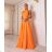 Women's Long Chiffon Short Sleeve Dress (S/M ONE SIZE) ITALIAN FASHION IMWGS231048