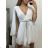 Women's Elegant Chiffon Belt Long Sleeve Dress (S/M ONE SIZE) ITALIAN FASHION IMPGM236303