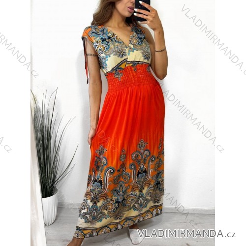 Women's Long Elegant Icecool Sleeveless Dress (M/L, XL/2XL) AINUOSI ITALIAN FASHION IMB232109/DU M/L Orange
