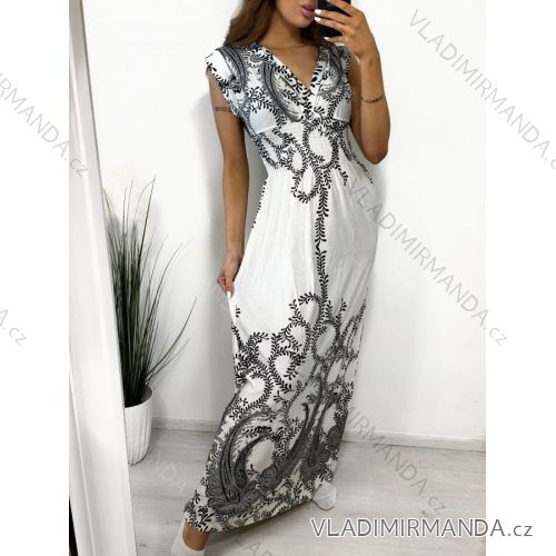 Women's long elegant icecool short sleeve dress (M/L, XL/2XL) AINUOSI ITALIAN FASHION IMB237739